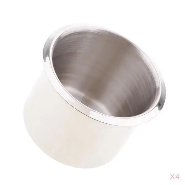 4 Pieces Stainless Steel Cup Drink Holders Recessed Cup Holder RV for Marine Boat Yacht RV Camper Truck - 68x55mm