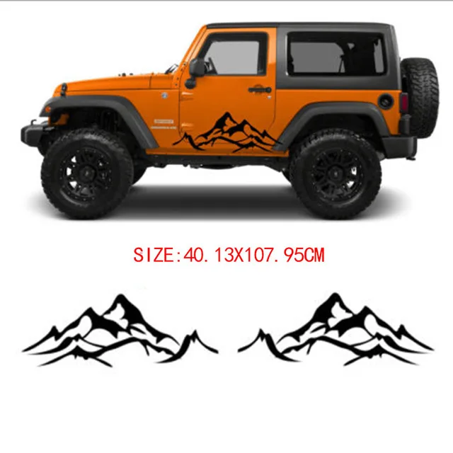 Автомобиль 2pcs горный Fender сторона наборы переводных картинок Графический для JEEP WRANGLER RUBICON сахара KU-54