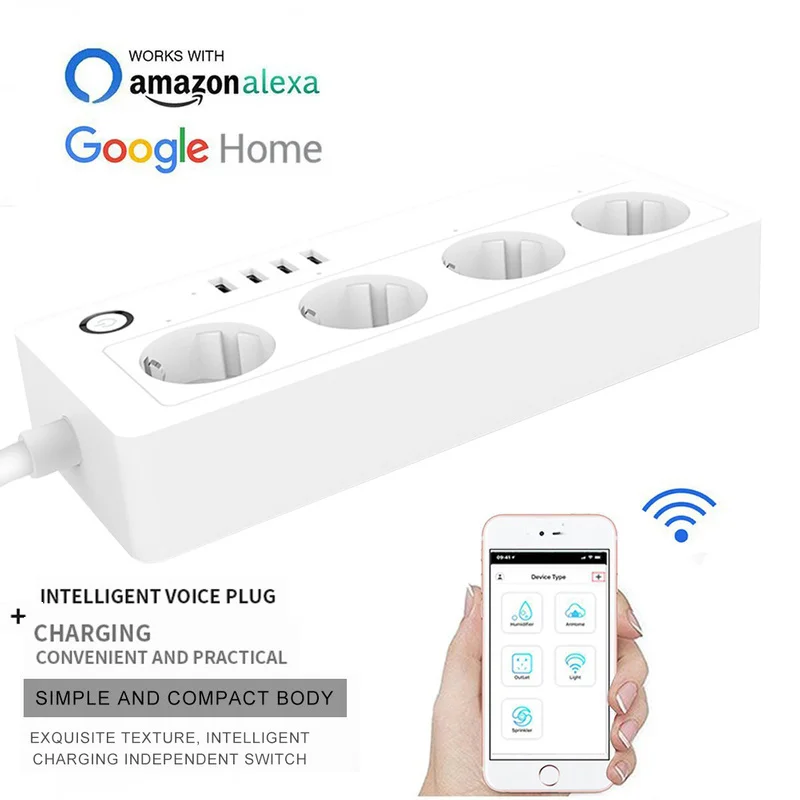 

EU plug Smart home wifi socket with USB interface sub-control power socket compatible for Alexa Google Home IFTTT by Smart Life