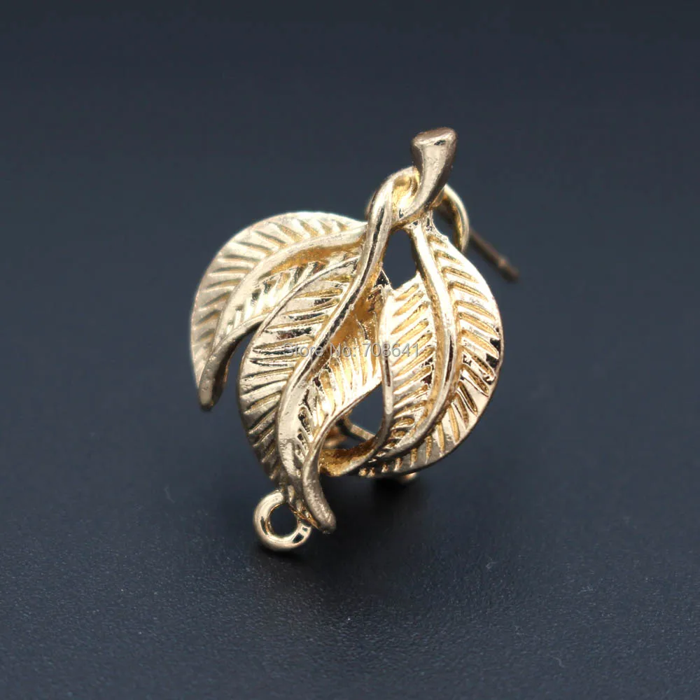 

Hollow Leaf Earring Post with Loop Clip Stud Earrings Accessories DIY Findings Vintage Earrings for Women 18*25mm