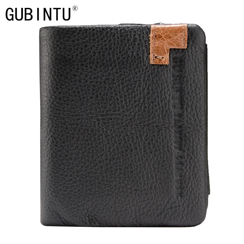 

GUBINTU Fashion Style Trifold Wallets Genuine Leather Men Wallets Man Credit Card Holder Zipper Coin Pocket Brand Purse carteira