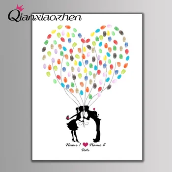 

Qianxiaozhen Personalized Couple Fingerprint Wedding Guest Book Wedding Decoration Mariage Gastenboek Arbol De Huellas Para Boda