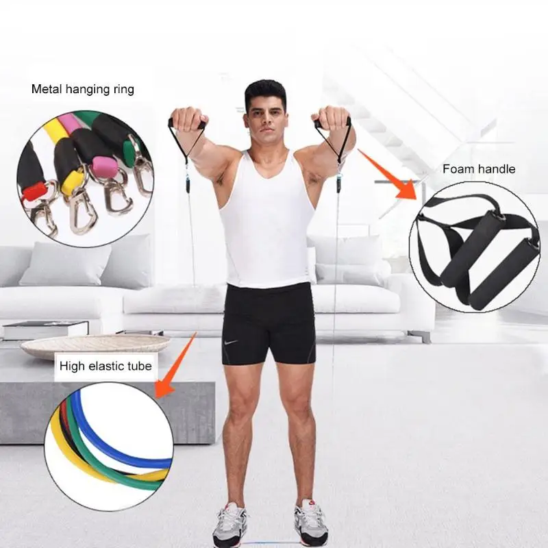 11pcsset Latex Tubing Expanders Exercise Tubes  (23)