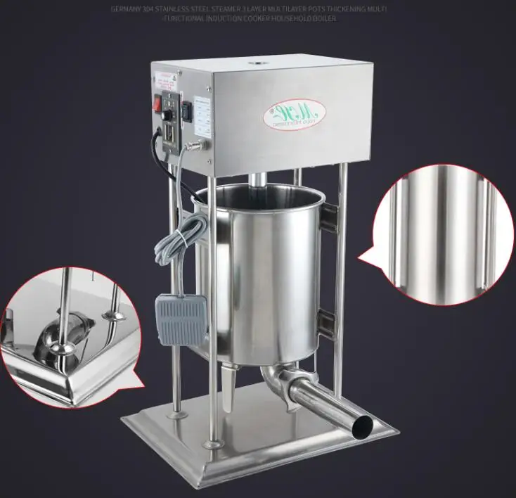 

18 20L electric Sausage Meat Stuffer With 4 funnels commercial automatic Sausage Filler Aluminum Manual Salami Sausage Maker