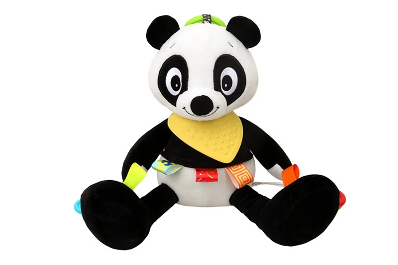 Прорезыватель силиконовый нагрудник успокоить детские игрушки хлопок щенок мультфильм плюшевые игрушки для детей кроватки Mobile Игрушки для малышей T0250 - Цвет: panda