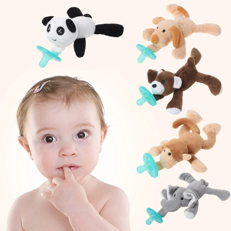 

Animal Baby Nipple Infant Wubbanub Silicone Pacifiers with Cuddly Plush 1Pc Animal BPA Free Soft Nipple Newborn Supply