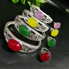 yu xin yuan Fine Jewelry Natural Jade Medullary hand-made 925 Silver Women Jewelry Sets Trendy Bangle Ring Jewelry Sets yu xin yuan Fine Jewelry Natural Jade Medullary hand-made 925 Silver Women Jewelry Sets Trendy Bangle Ring Jewelry Sets