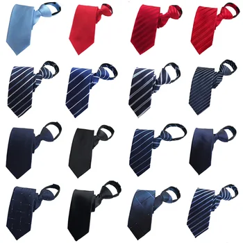 

Men Striped Wide Zipper Tie Wedding Party High Quality Pre-tied Business Necktie HZTIE0313