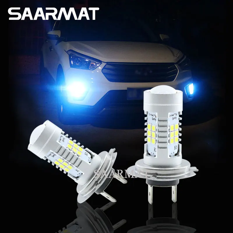 

2Pcs H7 21-SMD LED Fog Light DRL Daytime Running Light White Crystal Blue For Hyundai Genesis Sonata Veloster Accent