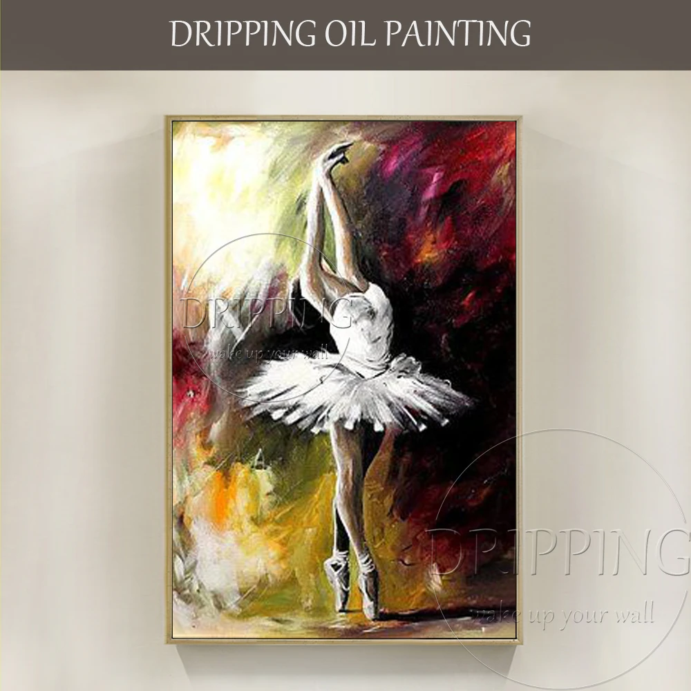 

Artist Pure Hand-painted High Quality Abstract Ballerina Oil Painting on Canvas Beautiful Ballerina Dancing Picture Painting Oil