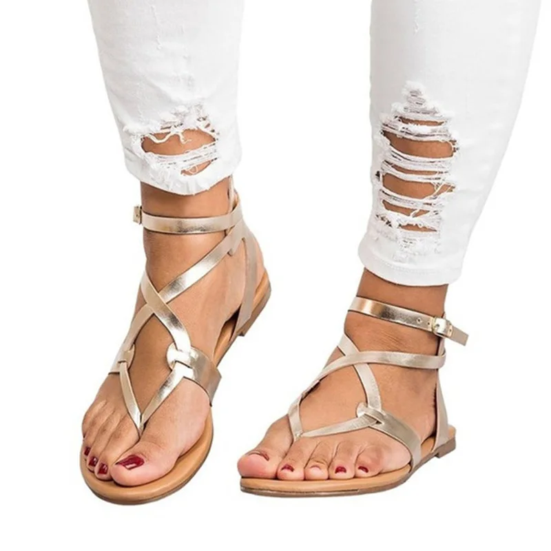 

New Women Sandals Gladiator Flat Sandals Summer Women Shoes Heel Ankle Strap For Women Rome Style Ladies Shoes Woman Sandalie