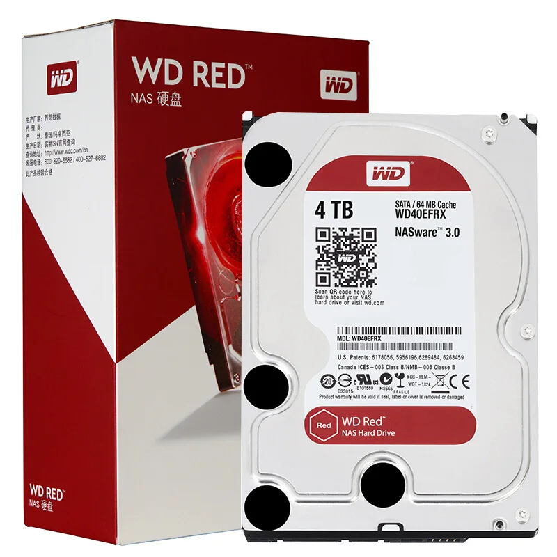 Жесткий диск Western Digital WD Красный NAS кабель для подключения жесткого диска 2 ТБ 3 ТБ 4 ТБ-5400 об/мин Класс SATA 6 ГБ/сек. 64 Мб Кэш 3,5 дюйма для Decktop Nas