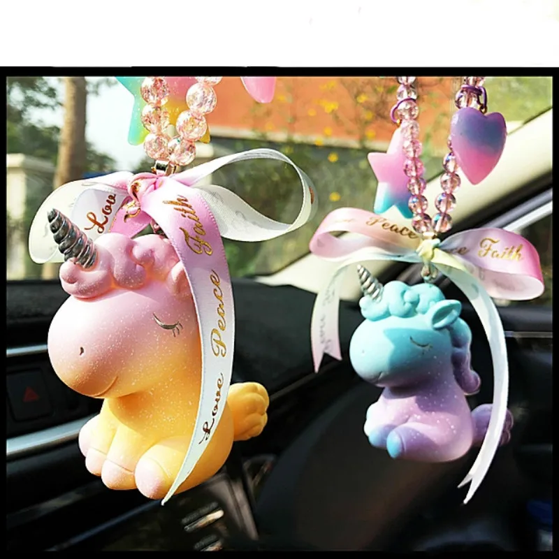 Car Pendant Hanging unicorn Car Interior Ornaments Decoration Rear View Mirror Accessories For Car Ornamen
