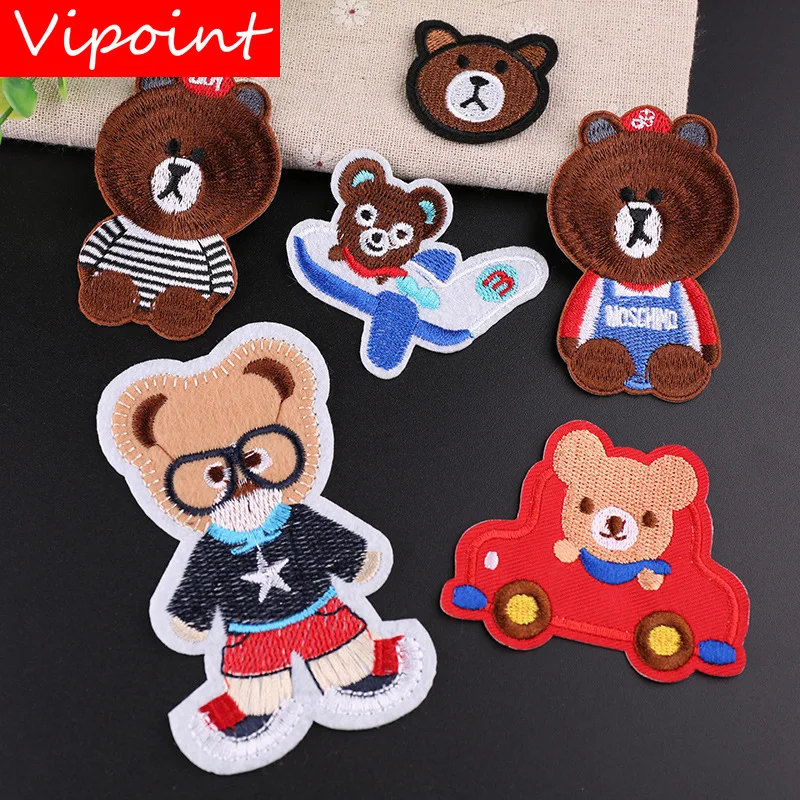 

VIPOINT embroidery bear cartoon patches animal patches badges applique patches for clothing YX-237