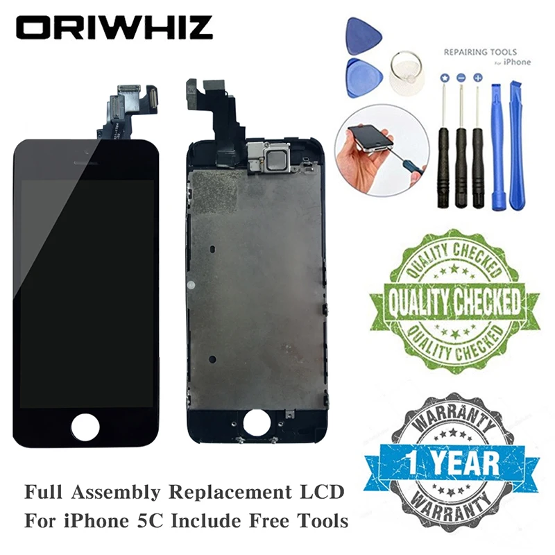 

For iPhone 5C LCD Screen Black Assembly Display Replacement Touch Digitizer without Home Button with Front Camera Ear Speaker