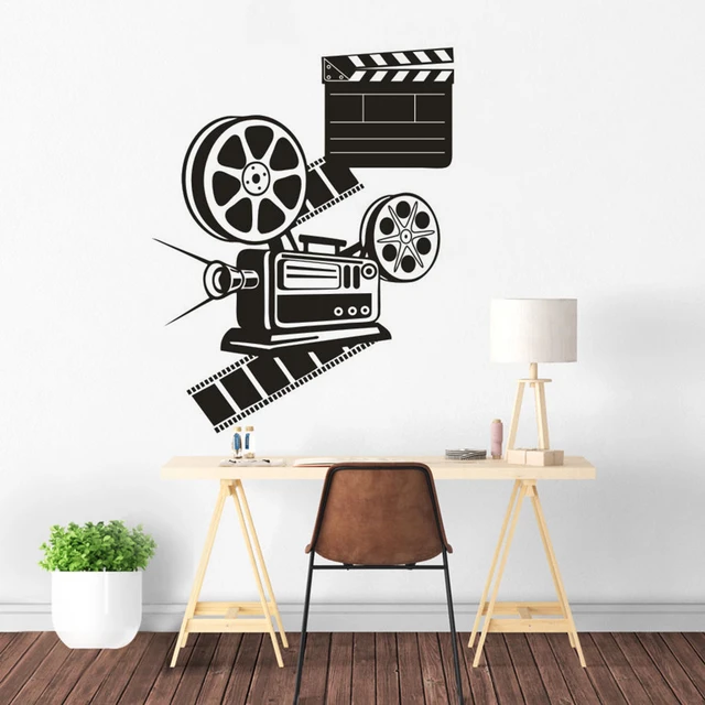 Film Playing Camera Vinyl Wall Decal Film Reels Wall Sticker