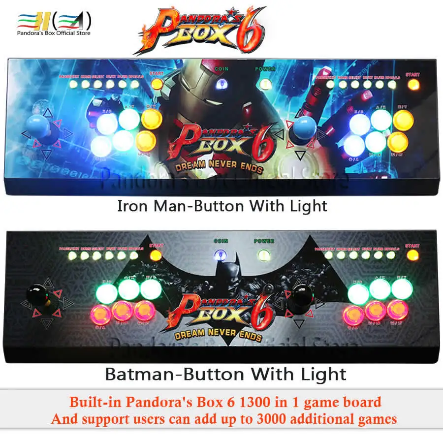 2 Players Pandora's Box 6 console 1300 in 1 arcade game joystick button usb joystick for pc support fba mame ps1 games tekken 3d
