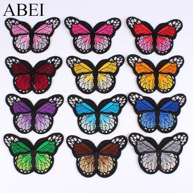 Multicolor Butterfly Iron On Embroidered Patches On Kids Clothes DIY Patch  Applique Stickers On Jeans Badges Hook Loop Patches