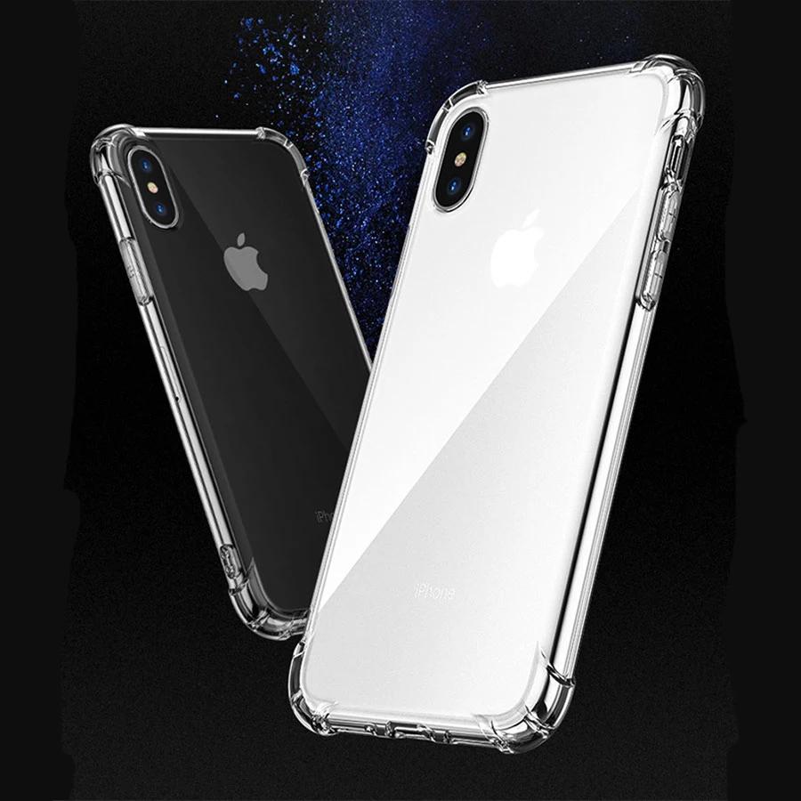 Супер Противоударный армированный чехол для iPhone X 8 прозрачные мягкие чехлы из