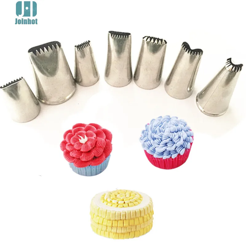 

Baking tools 7 pcs Sawtooth nozzles Creative Icing Piping Nozzle Pastry Tips Sugar Craft Cake Decorating Tools
