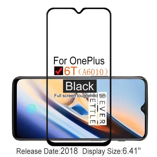Oneplus 6T Black 2 шт Полное покрытие экрана протектор Закаленное стекло для OnePlus 6 T 6,4" 9 H Защитное стекло для OnePlus six T 1+ 6 T A6010 пленочный чехол - Цвет: Oneplus 6T Black