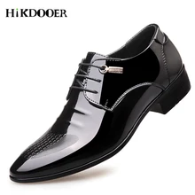 Luxury Leather Brogue Men Formal Dress Shoes Pointed Toe Business Wedding Shoes Patent Leather Oxford Shoes men shoes quality leather dress round toe shoe men brand brogue black business wedding casual shoes