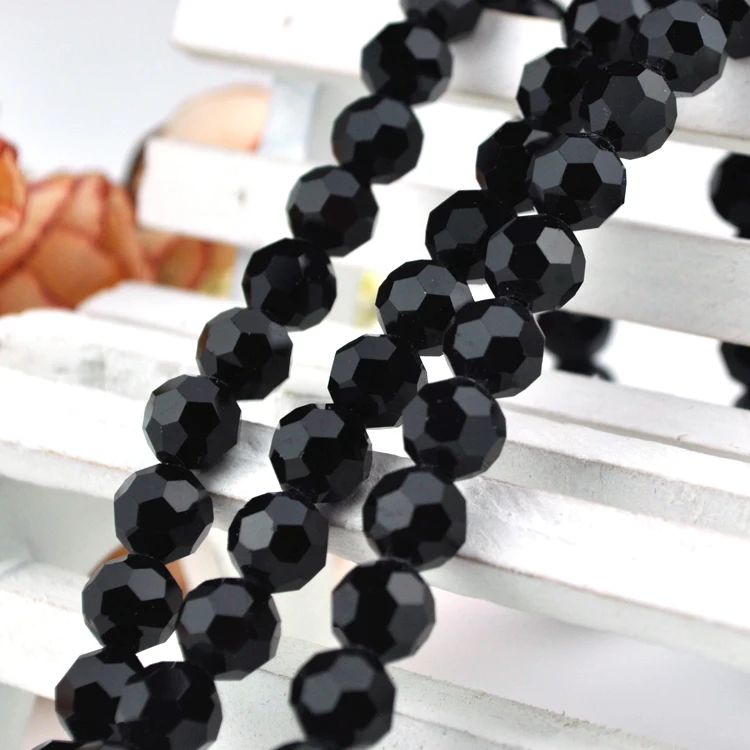 High quality 6mm 198pcs AAA Round Shape Black crystal beads loose