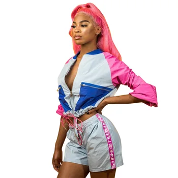 

Autumn tracksuit Womens Set V-Neck Coat +shorts Lady outfit fashion sexy two pieces suits casual party Overalls Jumpsuits