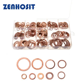 

280Pcs Professional 12 Sizes Solid Copper Washers Gasket Set Seal Flat Ring Assortment Kit With Box For Hardware Accessories