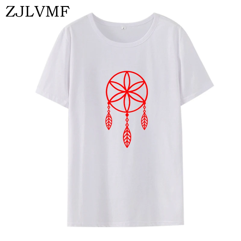 Zjlvmf женская футболка с изображением Ловца снов, корейская мода, уличная одежда, милые Графические футболки, женские повседневные хлопковые Забавные футболки с круглым вырезом, женские топы