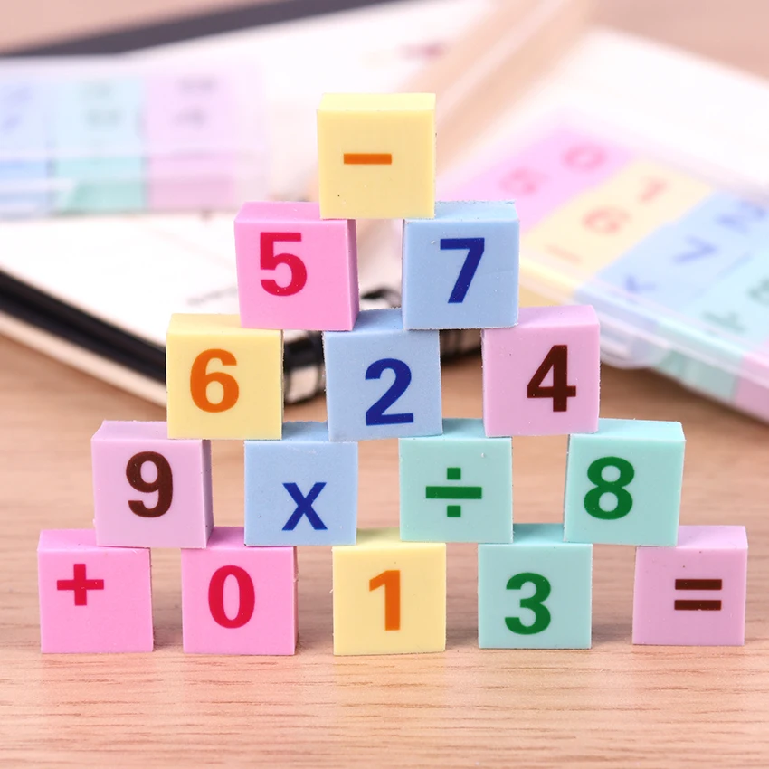 15pcs/box Cute Kawaii Number Eraser Creative Pencil Rubber Eraser For