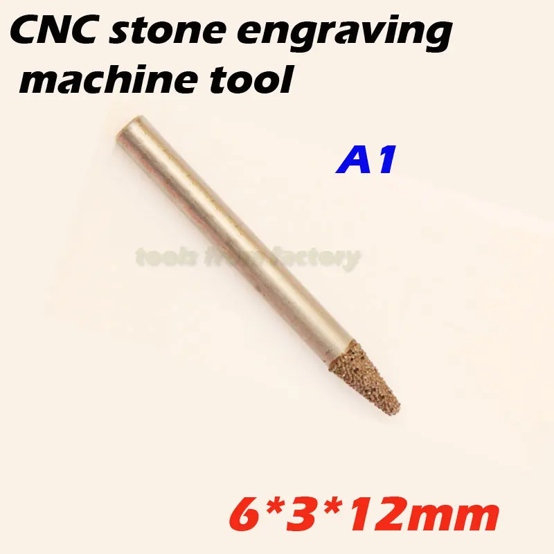 

1pc 6*3*12mm cnc router diamond tool stone engraving machine cutter stone cutting bits