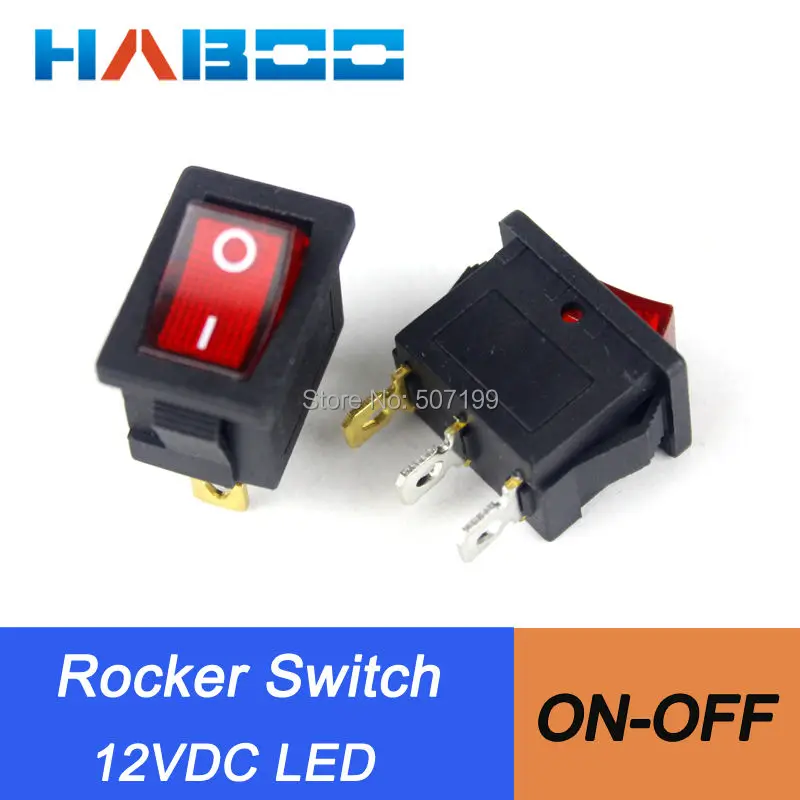 

100pcs packing LED rocker switch with 12VDC led lighting 2position red color