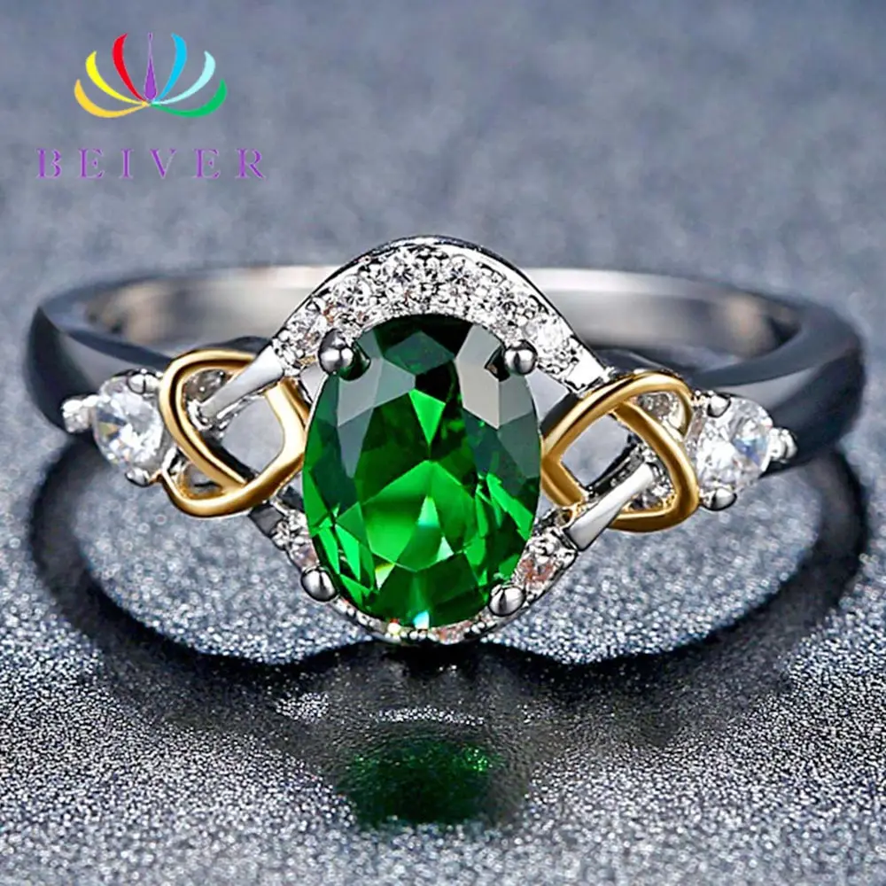 

Beiver Fashion Geometric Cubic Zircon Cute/Romatic Engagement Ring for Women Female Jewelry Wholes sale