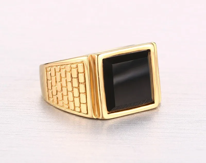 High Quality Men Ring Fashion Gold Color Stainless Steel Rings Mens Wedding Bands Rings For Man Engagement Boy Jewelry