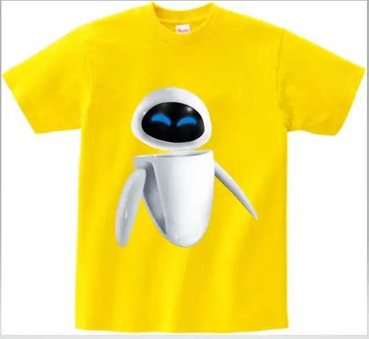 cute WALL-E robot funny tshirt Children summer T shirt new white casual Tee shirt Children walle T Shirt MJ - Color: yellow childreTshirt