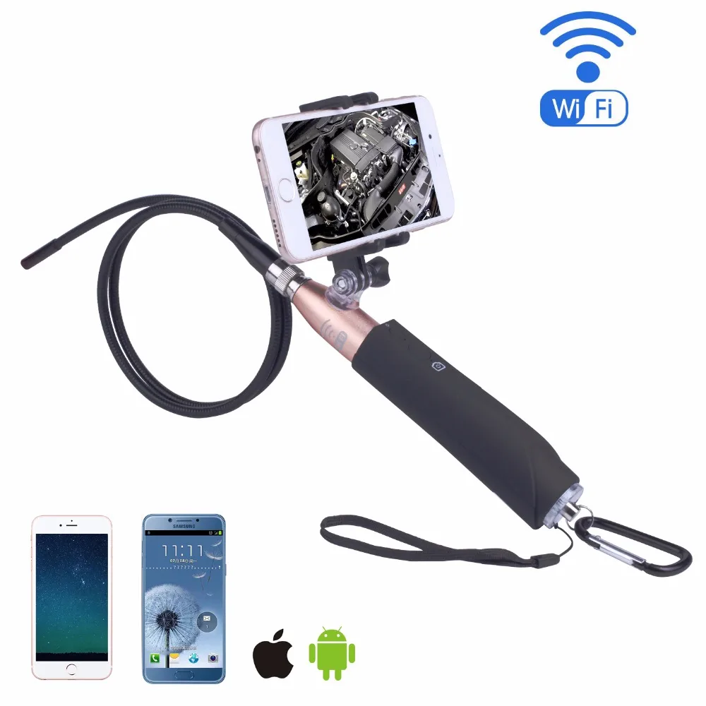 Handheld WIFI Camera 8mm Lens Wifi Endoscope with 1m Hard Cable Snake Industrial Iphone for IOS Android Windows | Безопасность и