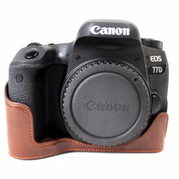 

Black/Coffee/Brown High Quality PU Leather Half Camera Bottom Case Bag Cover For Canon 77D EOS 77D With Battery Opening