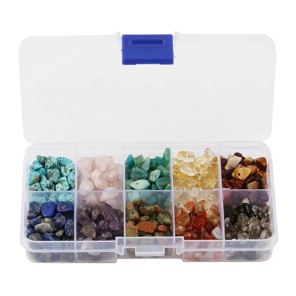

4-8mm Crushed Stone Natural Stone Combination Rose Quartz lapis lazuli 10 colors 10 grid/ boxes Wholesale