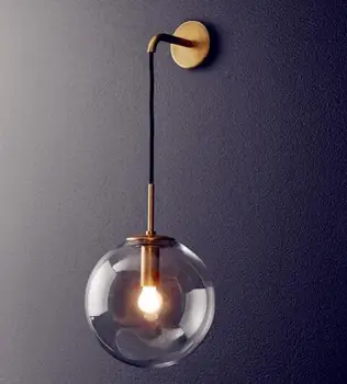 

Nordic Modern LED Wall Lamp Glass Ball Bathroom Mirror Beside American Retro Wall Light Sconce Wandlamp Aplique Murale xu