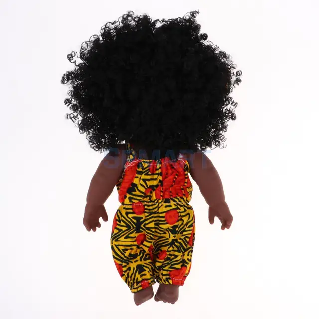 Realistic Vinyl Baby Girl Doll - Reborn 12inch African American Doll - Black Curly Hair Kids Birthday Gift Festival Present 2