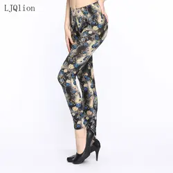 LJQlion legins женщин 2018 модные камуфляжные леггинсы с цветочным принтом Леггинсы Фитнес SlimTrousers женщина брюки
