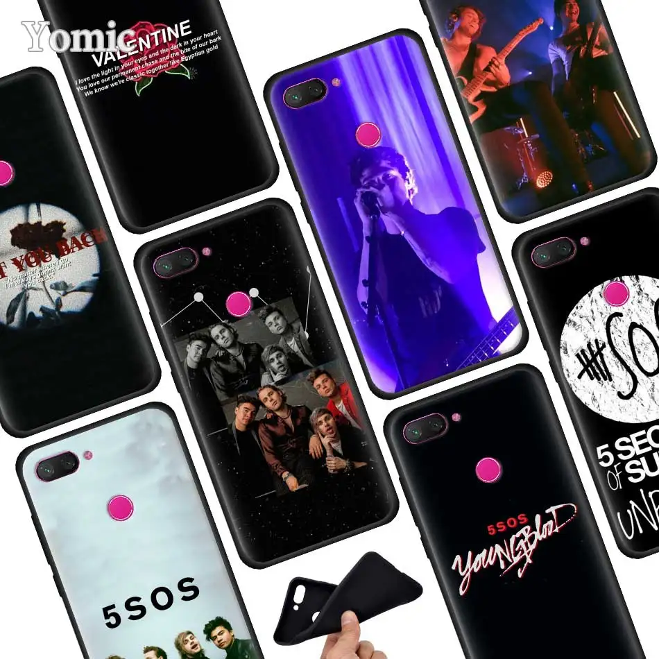 

5Sos band 5 Seconds of Summer Black Silicone Phone Case for Xiaomi 6X 5X Mi 8 A1 A2 Lite Poco F1 Mi Play Redmi 6 7 Pro Cover