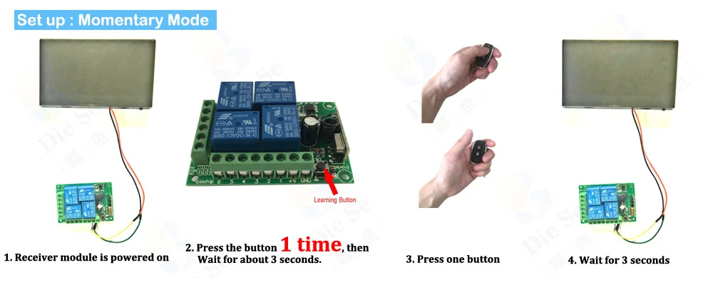 433 МГц универсальный беспроводной пульт дистанционного управления для ворот гаража DC 12 В 1CH релейный модуль приемника 4 кнопки дистанционного управления er RF переключатель