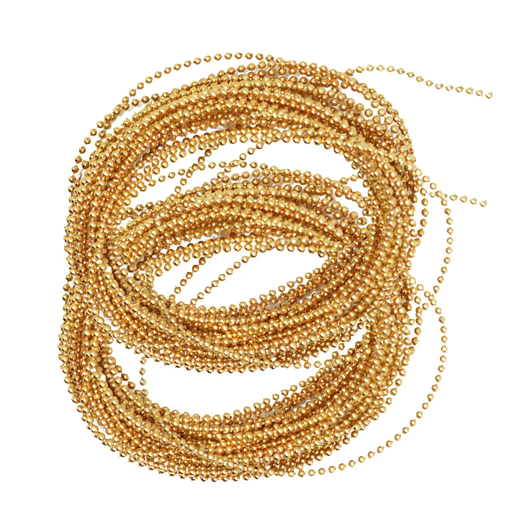 2Pcs 5M Christmas String Gold Bead Garland Spool Bouquet Party Wedding Decor