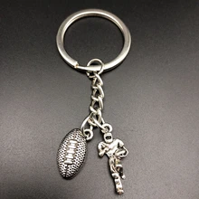 

HOT! 2019 Hand-matched Football Keychain Sports Combination Model Silver Metal Key Ring Family Friend's Gift Boyfriend Gift