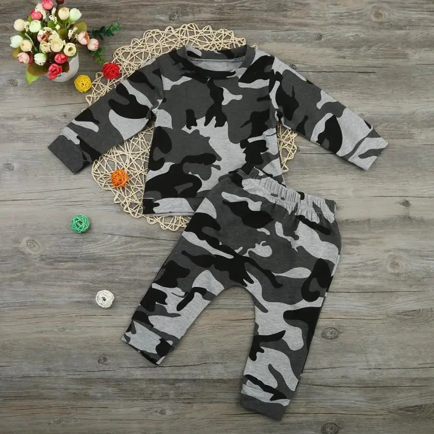 TELOTUNY 2018 Newborn Kids Baby Boys Outfits Clothes Camouflage T-shirt Tops+Long Pants Set For JAN29 | Детская одежда и обувь