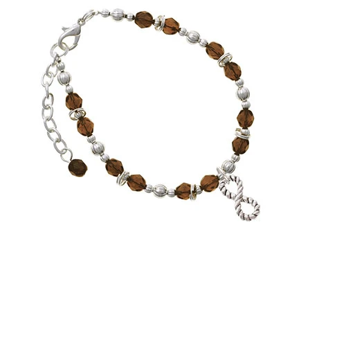 Silvertone Infinity Rope Brown Beaded Bracelet