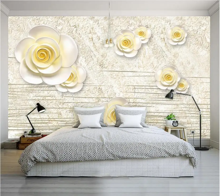 wallpapers for living room 3D relief flower modern living room