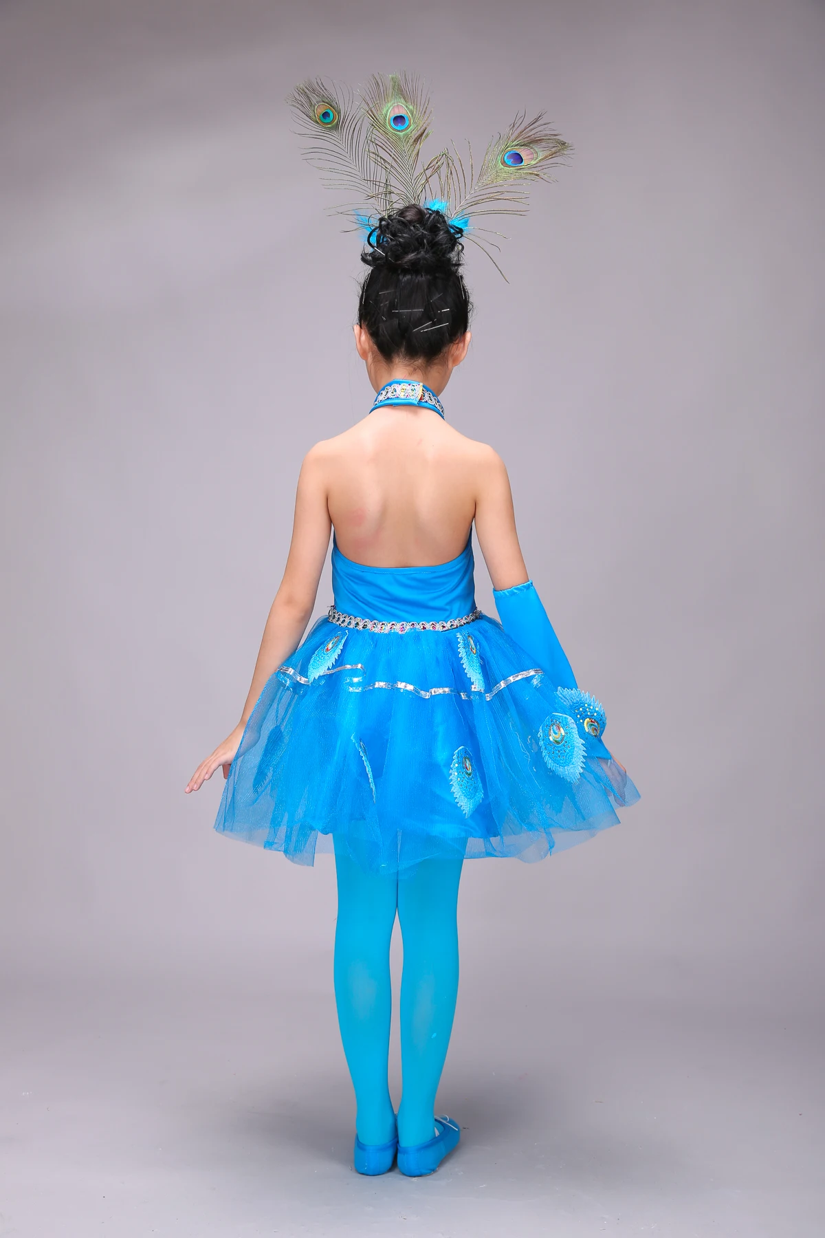 Купить новые дети девочки китайские костюмы дети короткий танец павлина ...